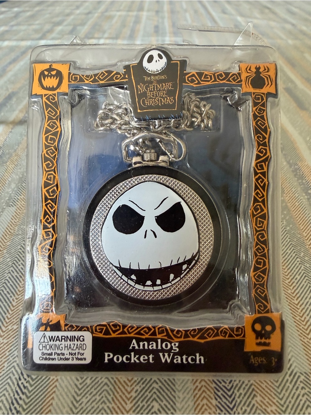 Tim Burton’s Nightmare Before Christmas Jack Skellington Analog Pocket Watch NIB